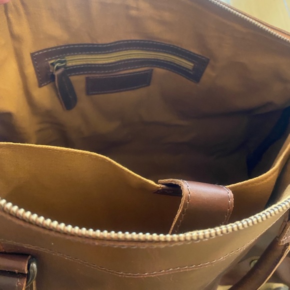 Leather Weekender Mahi Columbus Brown Tote Bag New Shoulder Strap - Picture 6 of 16